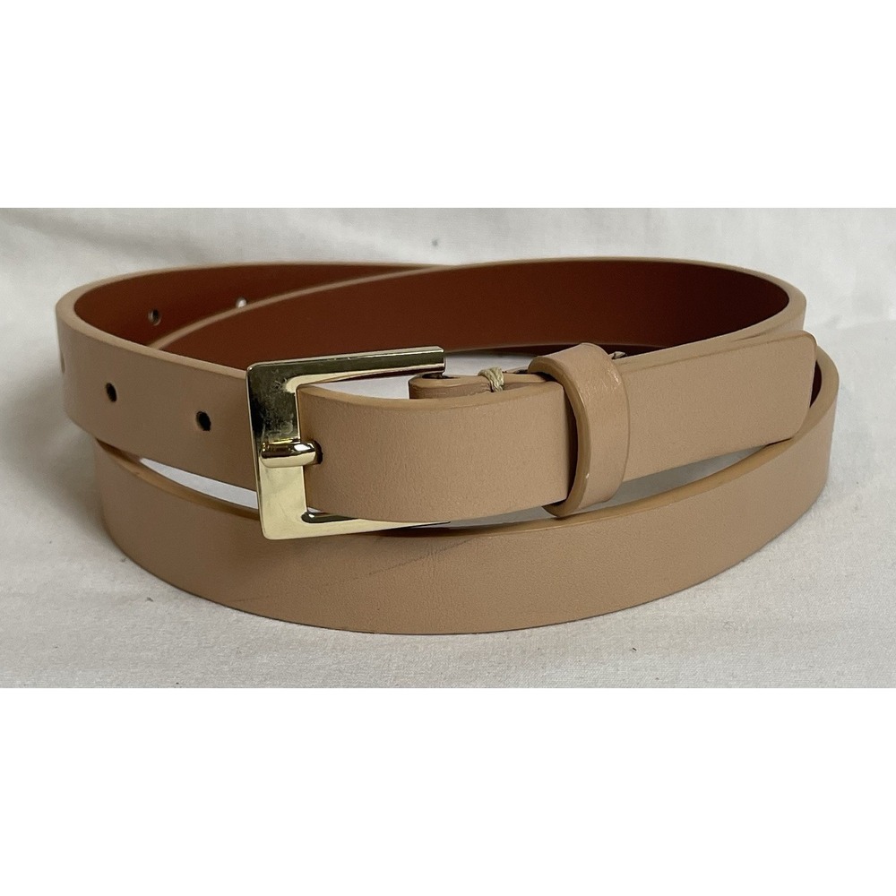 Beige Faux Leather Sonny Belt Womens Sz S/30 Gold Tone Buckle